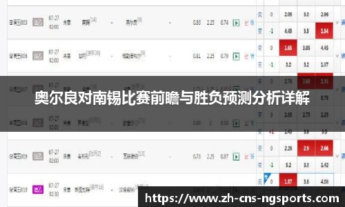 奥尔良对南锡比赛前瞻与胜负预测分析详解
